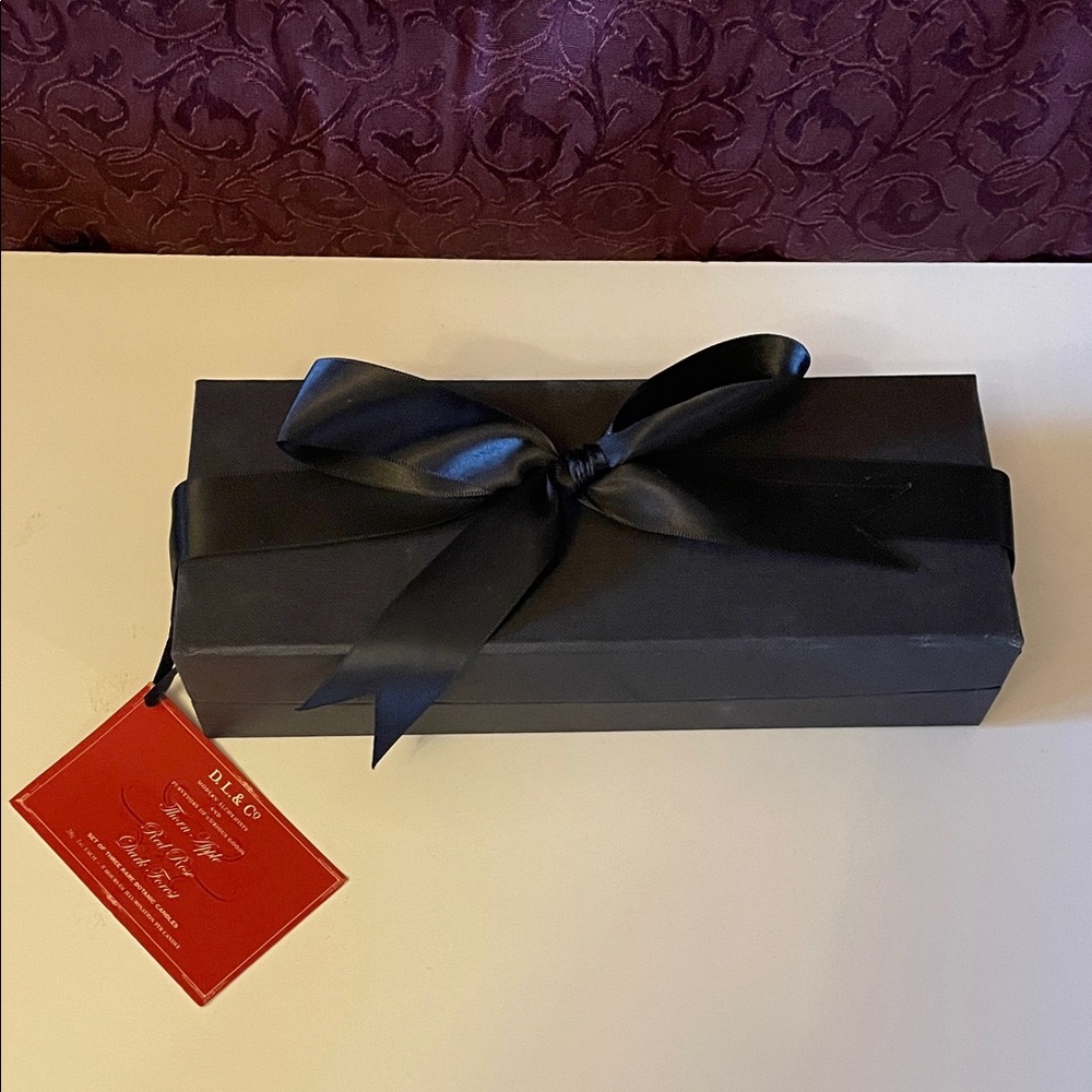 Black Gift Box Candles with Ribbon